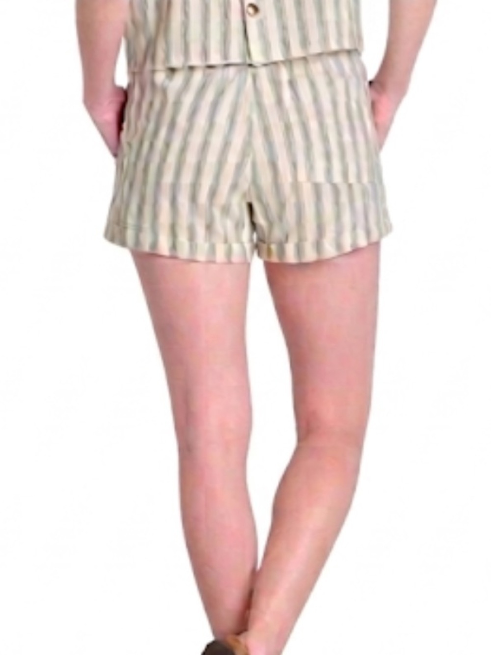 TOAD&CO “Taj Hemp” Cuffed Shorts In Barley Stripe Size Medium New With Tag! - Picture 2 of 8